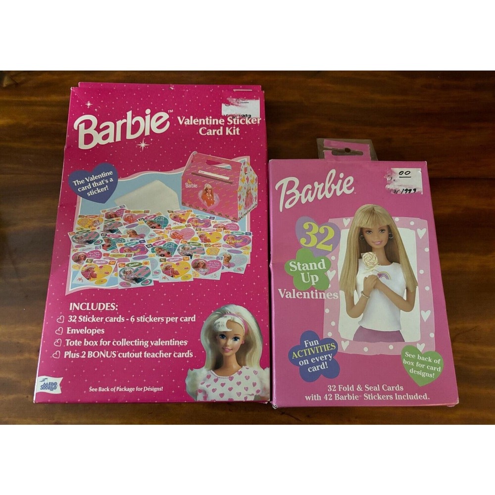 VTG 1990s Barbie‎ 64 Valentines Cards NOS 2 Boxes SEALED Teacher Card Stickers